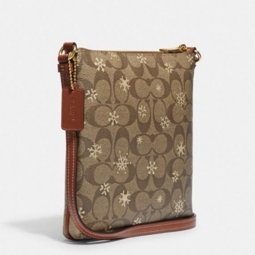 COACH Mini Rowan File Bag in Signature Canvas With Snowflake Print NWT $278 MSRP - Picture 3 of 8